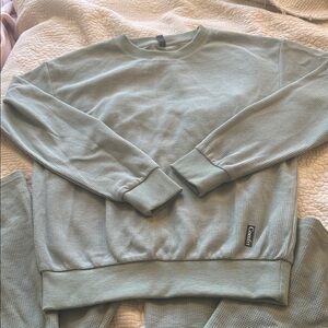 ComfortWaffle Crewneck Sweatshirt /pants- Sage